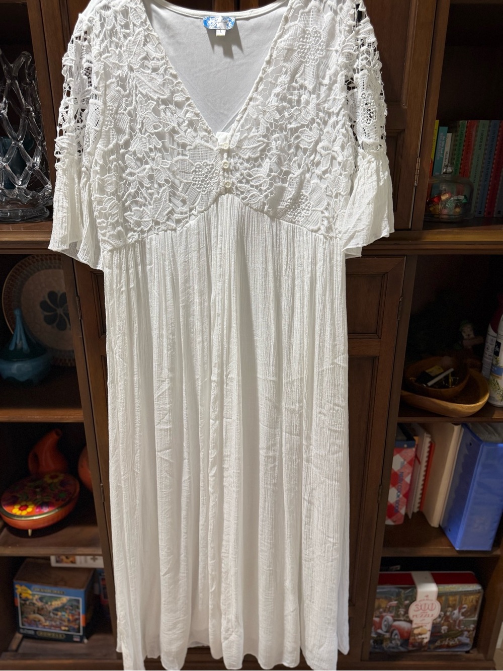 White Lace-Detail Maxi Dress